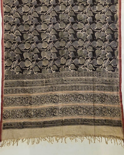 KALAMKARI DUPATTA :  BLACK: OLIVE:GREY: