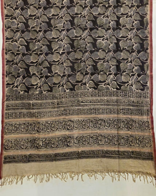 KALAMKARI DUPATTA :  BLACK: OLIVE:GREY:
