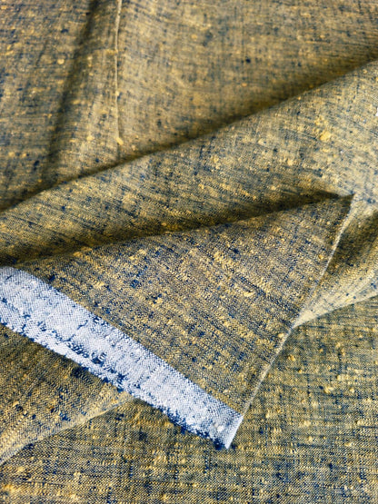 ORGANIC CROSS COLOUR FABRIC :DARK INDIGO: ANAR YELLOW