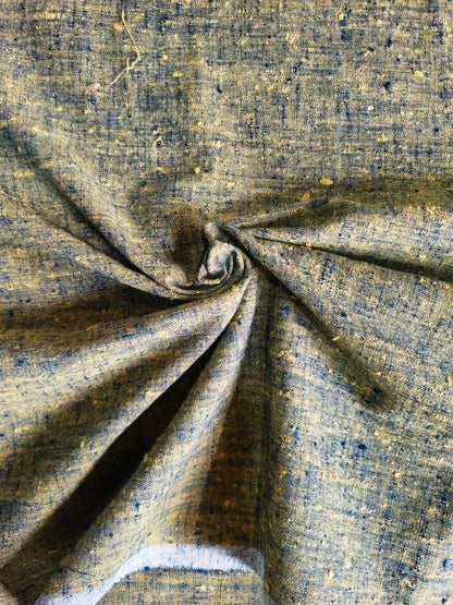 ORGANIC CROSS COLOUR FABRIC :DARK INDIGO: ANAR YELLOW