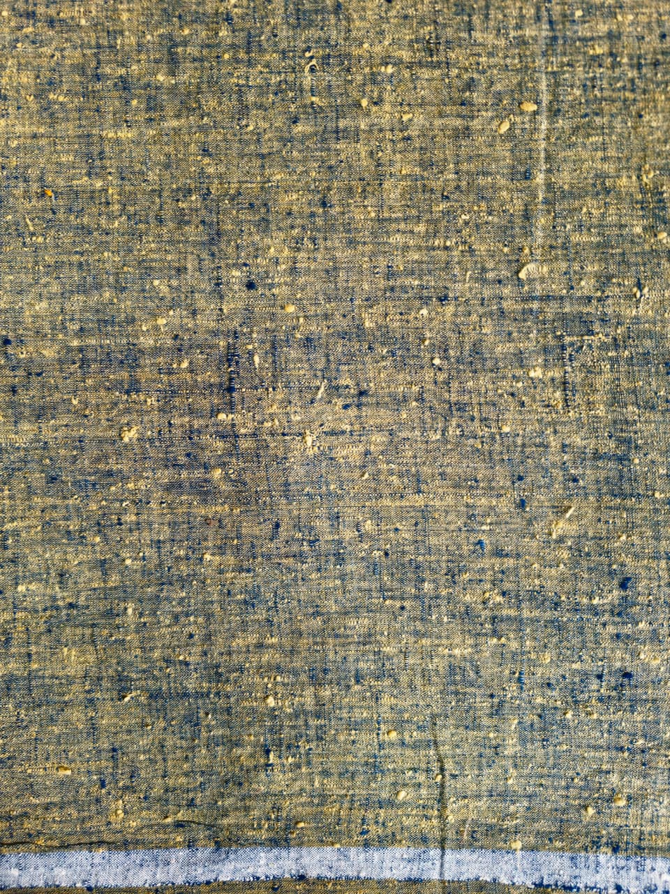 ORGANIC CROSS COLOUR FABRIC :DARK INDIGO: ANAR YELLOW