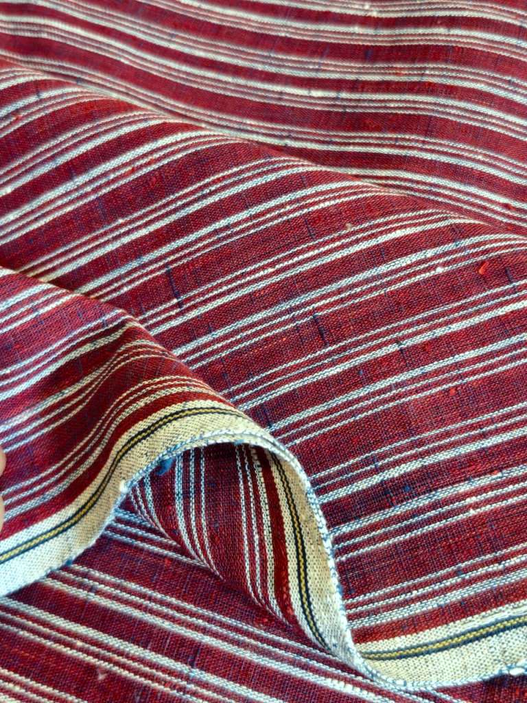 ORGANIC GEOMETRIC FABRIC:MADDER:KORA : INDIGO:KORA