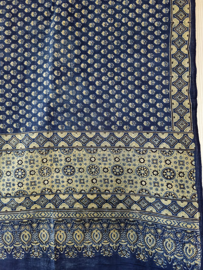 AJRAKH DUPATTA : ANAR YELLOW:DARK INDIGO