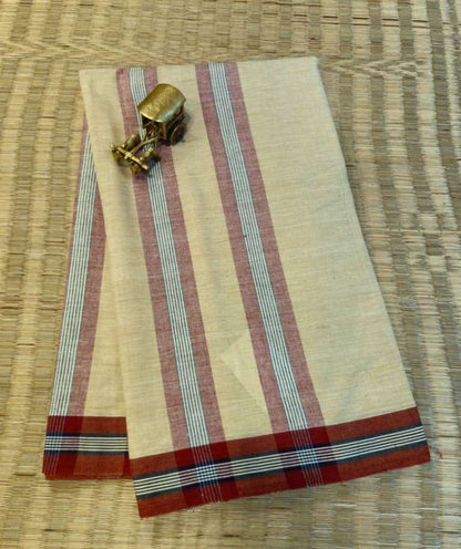 CROSS COLOUR SAREE : ALIZARIN RED : KORA LINE