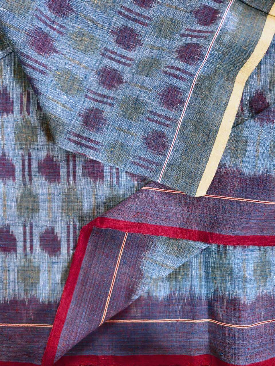 ORGANIC WEFT IKKATH  : INDIGO ;SAPAN :ANAR