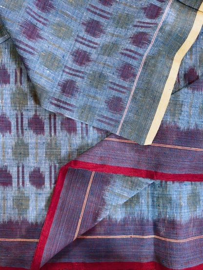 ORGANIC WEFT IKKATH  : INDIGO ;SAPAN :ANAR
