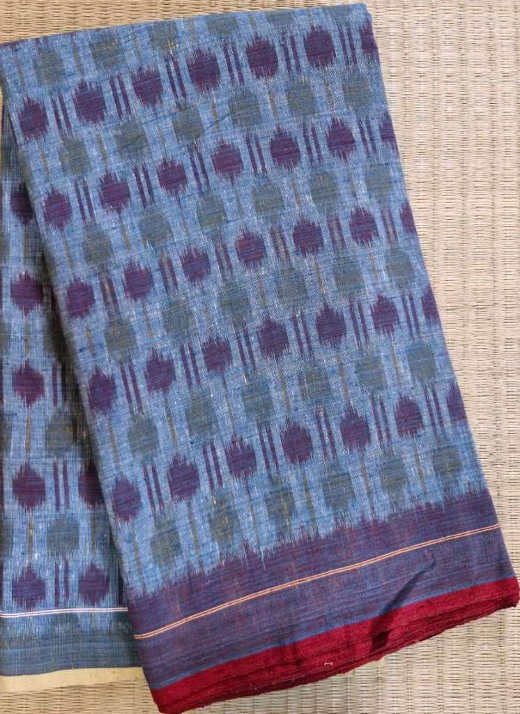 ORGANIC WEFT IKKATH  : INDIGO ;SAPAN :ANAR