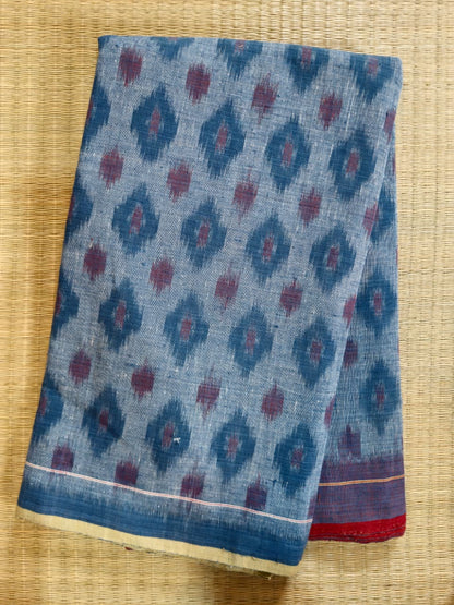 ORGANIC WEFT IKKATH  :LIGHT INDIGO :INDIGO : SAPAN
