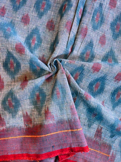 ORGANIC WEFT IKKATH  :LIGHT INDIGO :INDIGO : SAPAN