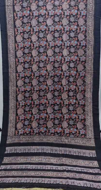 AJRAKH SAREE : INDIGO :  BLACK :  BROWN :