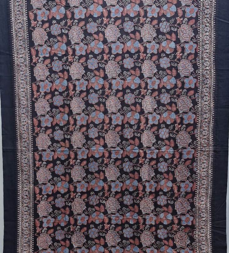 AJRAKH SAREE : INDIGO :  BLACK :  BROWN :