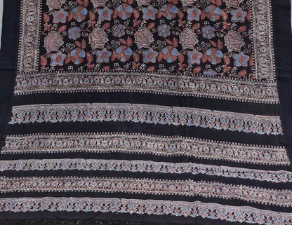 AJRAKH SAREE : INDIGO :  BLACK :  BROWN :