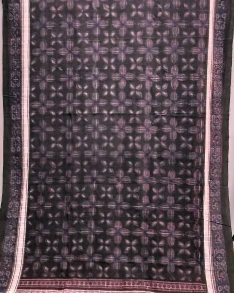 AJRAKH SAREE WITH RUMAL CHECK : INDIGO :  BLACK : MADDER  :