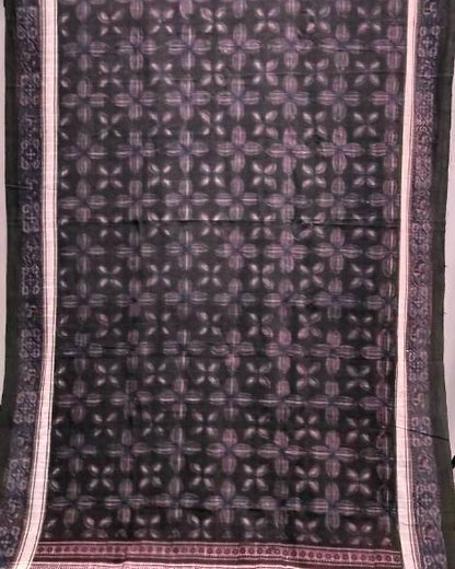 AJRAKH SAREE WITH RUMAL CHECK : INDIGO :  BLACK : MADDER  :