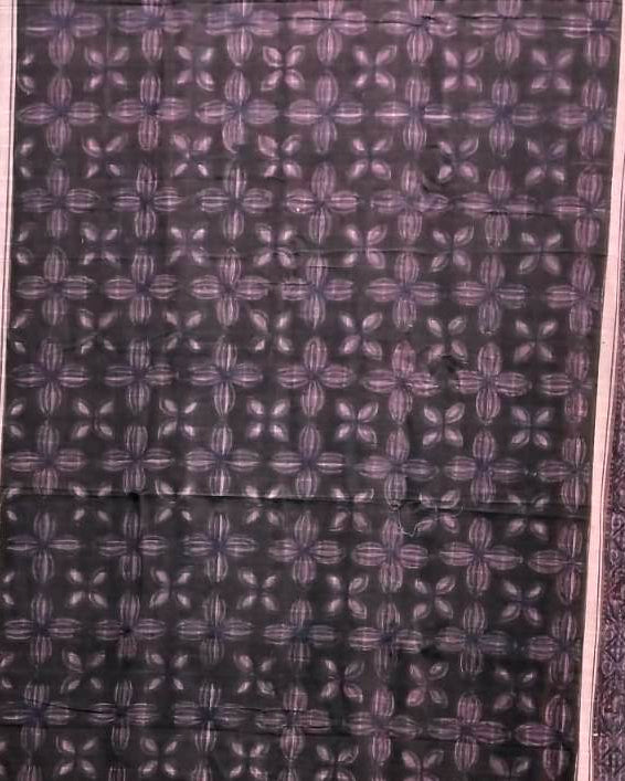 AJRAKH SAREE WITH RUMAL CHECK : INDIGO :  BLACK : MADDER  :