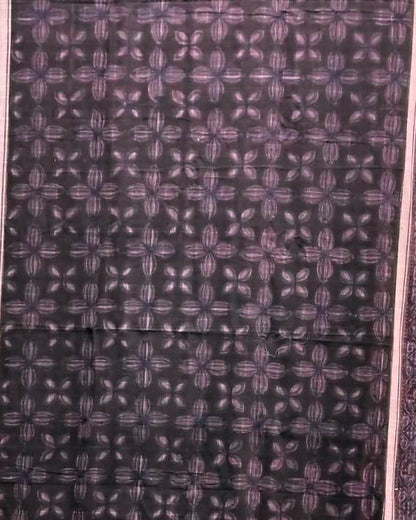 AJRAKH SAREE WITH RUMAL CHECK : INDIGO :  BLACK : MADDER  :