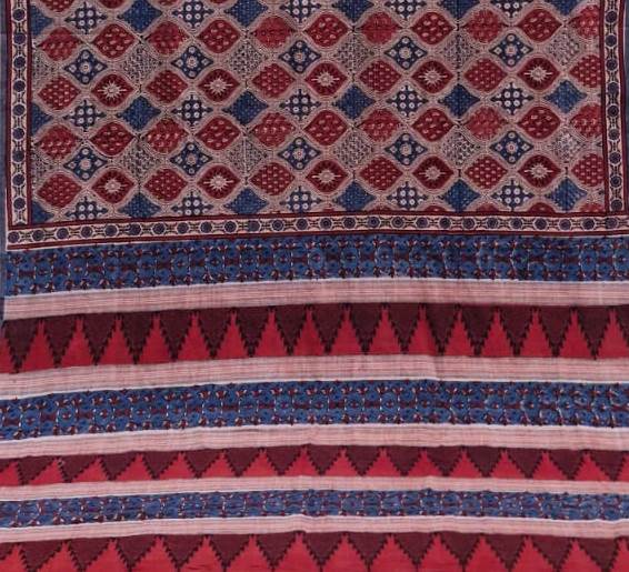 AJRAKH SAREE : INDIGO : MADDER : BLACK