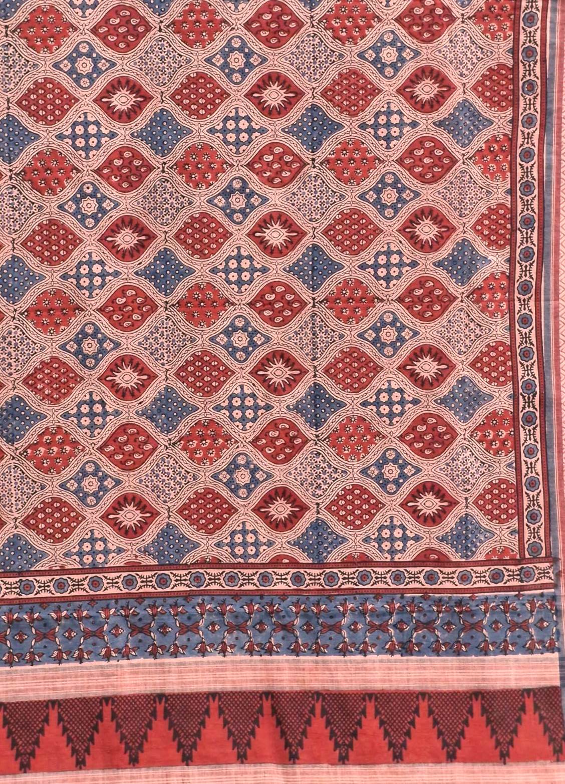AJRAKH SAREE : INDIGO : MADDER : BLACK