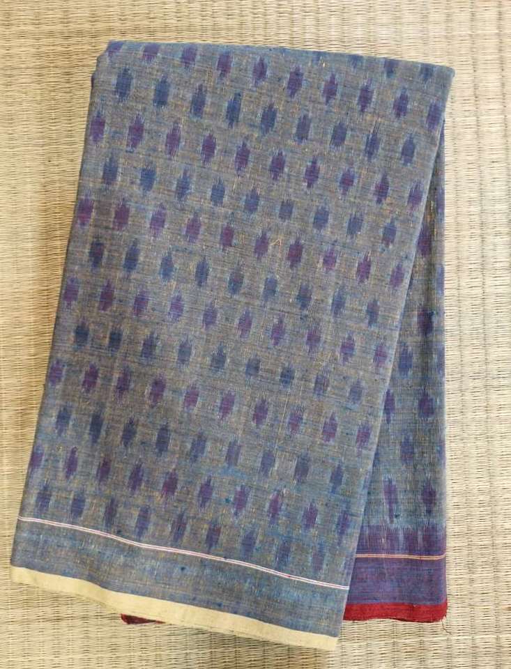 ORGANIC WEFT IKKATH  :LIGHT INDIGO :ANAR YELLOW: MADDER