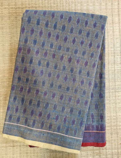 ORGANIC WEFT IKKATH  :LIGHT INDIGO :ANAR YELLOW: MADDER