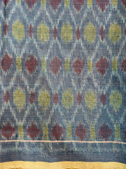 ORGANIC WEFT IKKATH  :LIGHT INDIGO :ANAR YELLOW: SAPAN