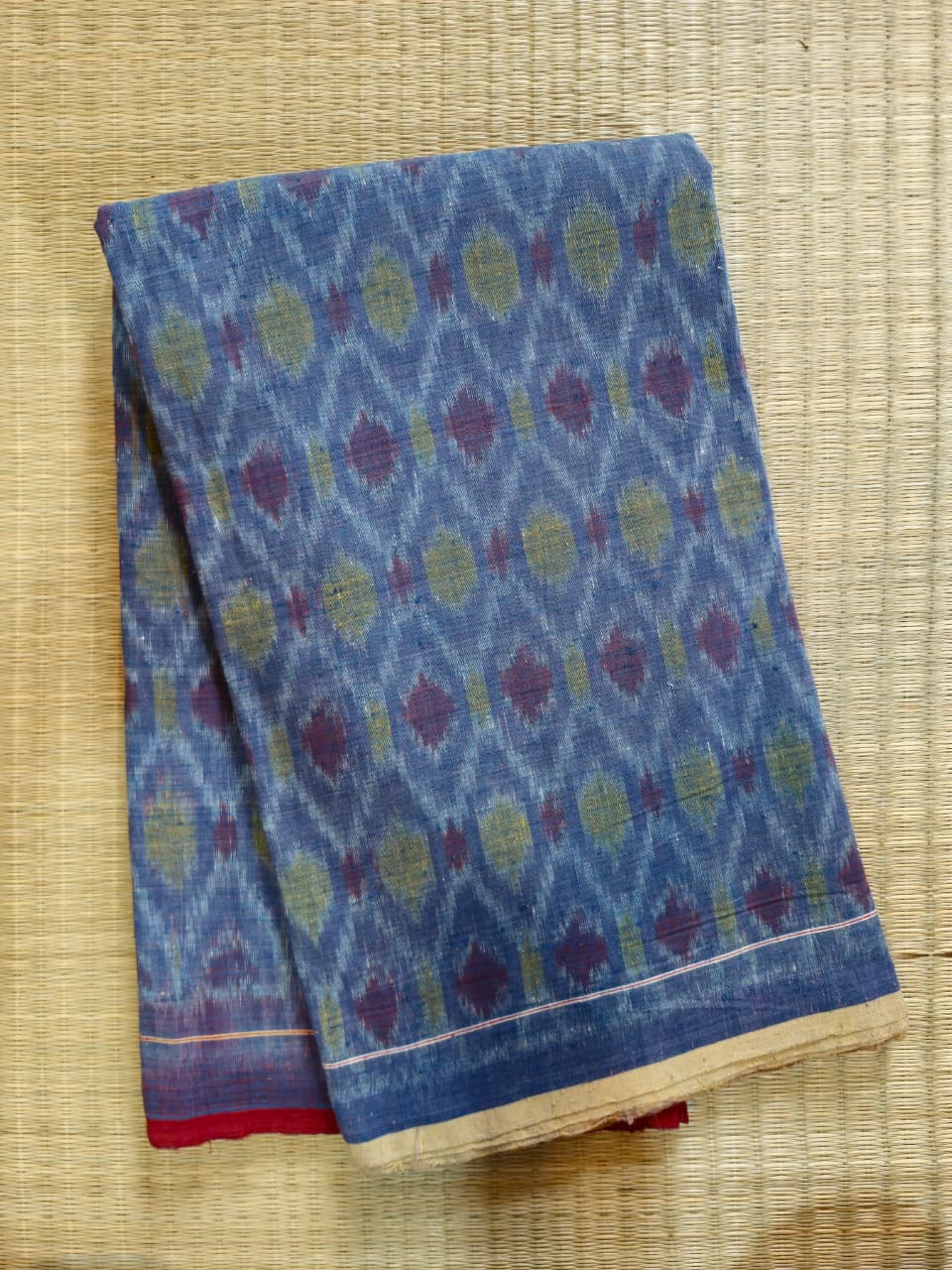 ORGANIC WEFT IKKATH  :LIGHT INDIGO :ANAR YELLOW: SAPAN
