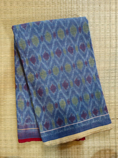 ORGANIC WEFT IKKATH  :LIGHT INDIGO :ANAR YELLOW: SAPAN