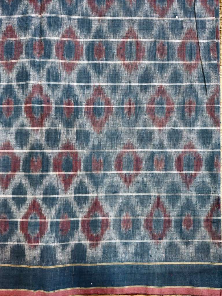 ORGANIC WEFT IKKATH  :MADDER : INDIGO : LIGHT INDIGO