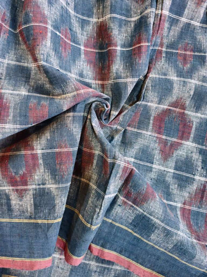 ORGANIC WEFT IKKATH  :MADDER : INDIGO : LIGHT INDIGO