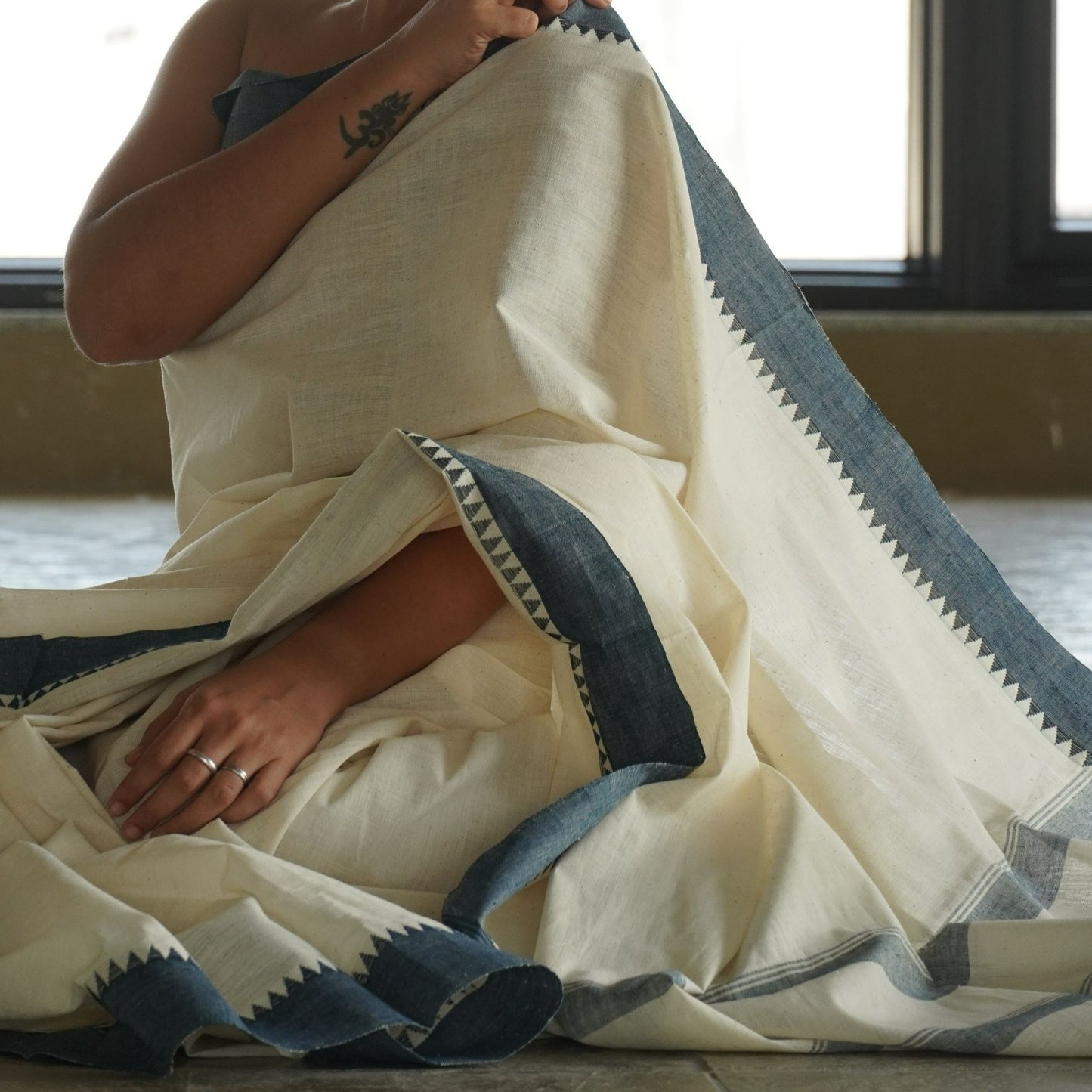 KORA SAREE : KORA : INDIGO BLUE