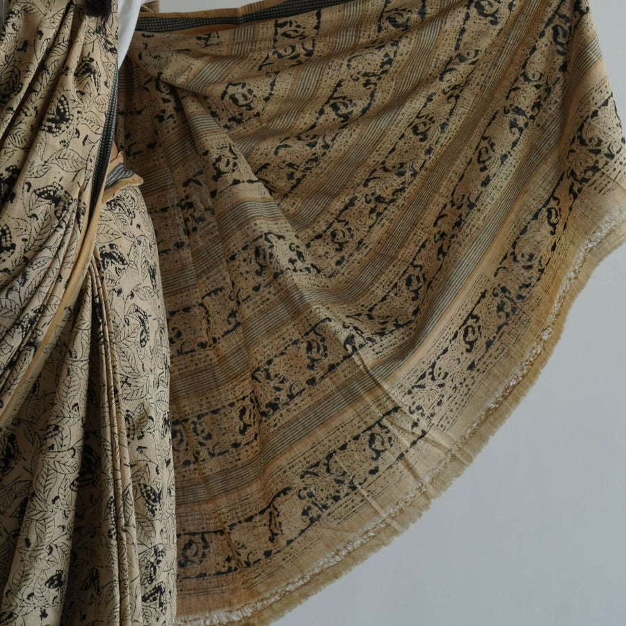 KALAMKARI SAREE : KORA : BLACK