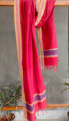 SOLID DUPATTA : ALIZARIN RED : ANAR YELLOW DOBBY