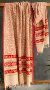 KALAMKARI DUPATTA : ALIZARIN RED : BEIGE