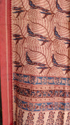 KALAMKARI DUPATTA : ALIZARIN RED : INDIGO : BEIGE