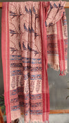 KALAMKARI DUPATTA : ALIZARIN RED : INDIGO : BEIGE