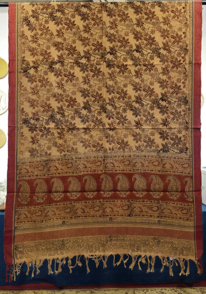 KALAMKARI DUPATTA : ANAR : MADDER :MANJISTA : BLACK