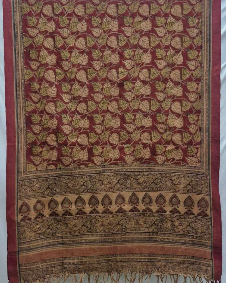 KALAMKARI DUPATTA : ALIZARIN:ANAR YELLOW:BLACK