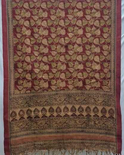 KALAMKARI DUPATTA : ALIZARIN:ANAR YELLOW:BLACK