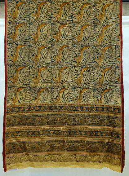 KALAMKARI DUPATTA : KATHA BROWN : BLACK : INDIGO BLUE : ORANGE
