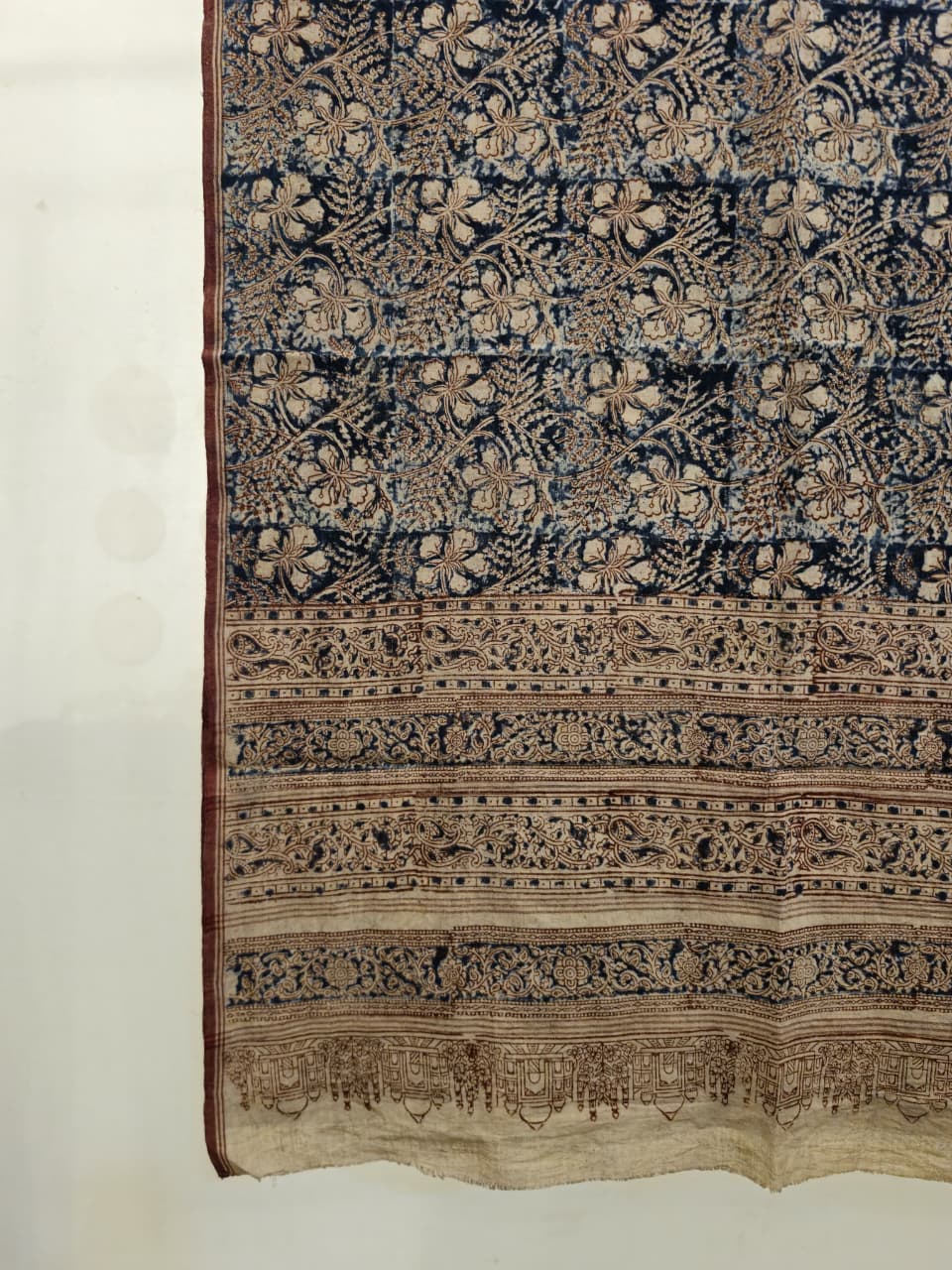 KALAMKARI DUPATTA : INDIGO:MADDER:BEIGE
