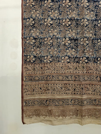 KALAMKARI DUPATTA : INDIGO:MADDER:BEIGE