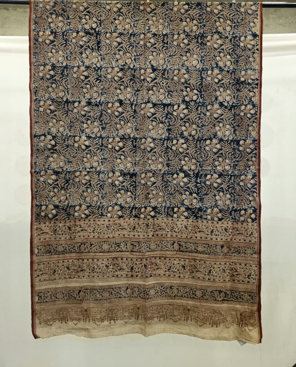 KALAMKARI DUPATTA : INDIGO:MADDER:BEIGE