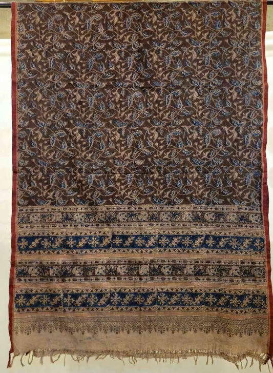 KALAMKARI DUPATTA :  BLACK : INDIGO :BEIGE