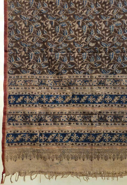 KALAMKARI DUPATTA :  BLACK : INDIGO :BEIGE