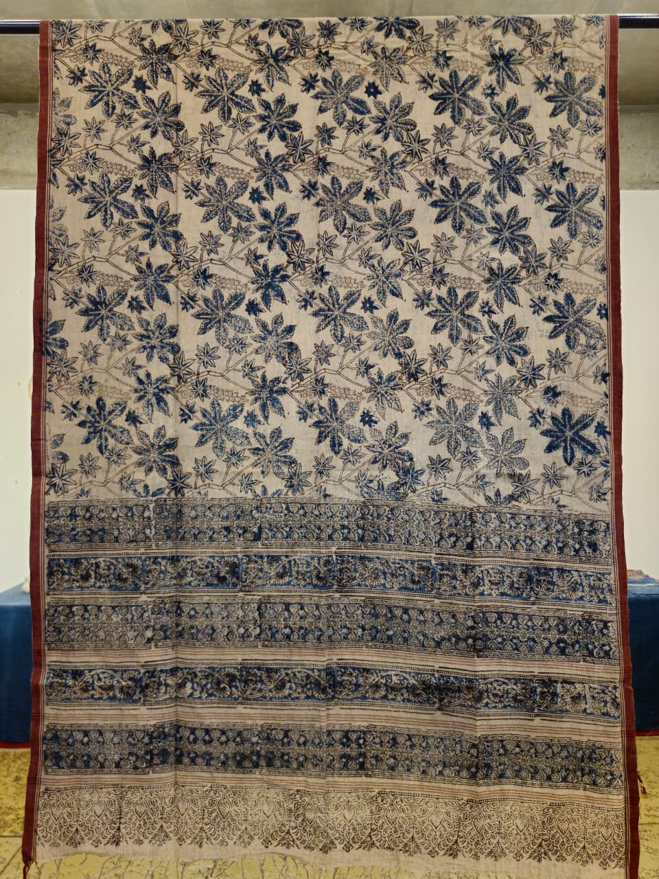 KALAMKARI DUPATTA :INDIGO:BEIGE