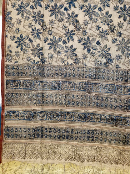 KALAMKARI DUPATTA :INDIGO:BEIGE