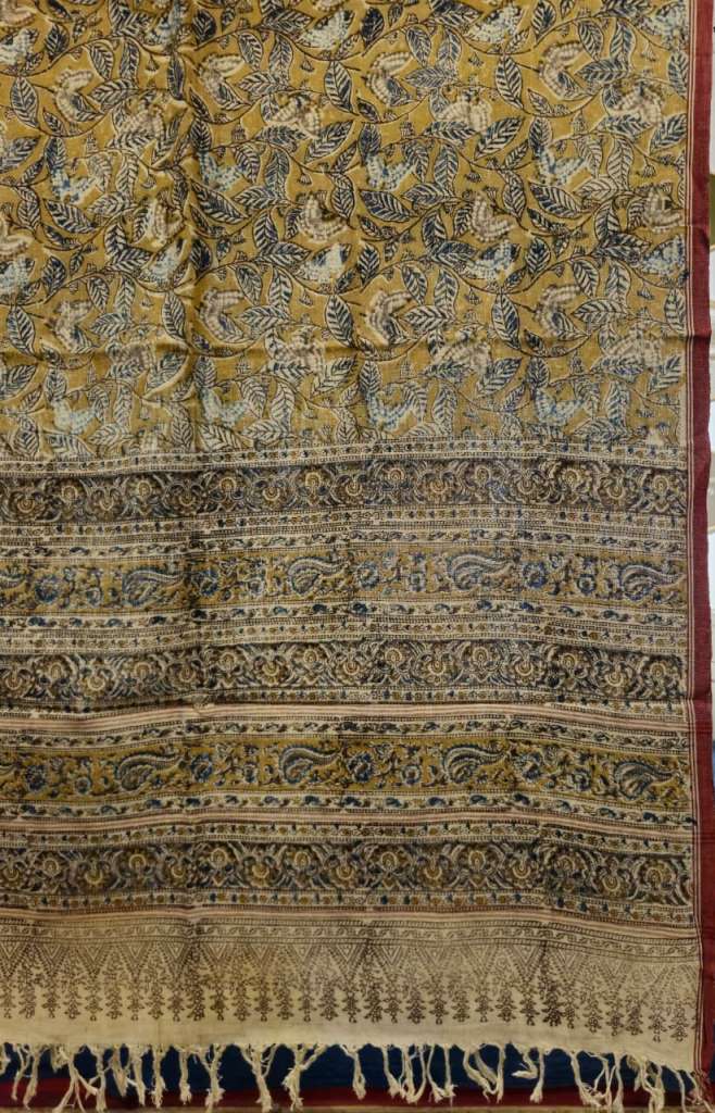 KALAMKARI DUPATTA : INDIGO :ANAAR :BLACK