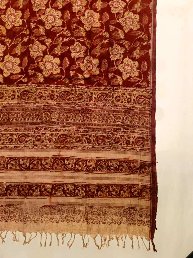 KALAMKARI DUPATTA :MADDER:MANJISTA:ANAR YELLOW