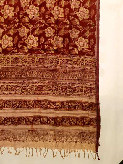 KALAMKARI DUPATTA :MADDER:MANJISTA:ANAR YELLOW