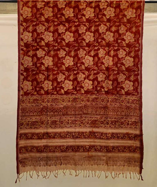 KALAMKARI DUPATTA :MADDER:MANJISTA:ANAR YELLOW